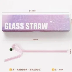 Hitzebeständige, wiederverwendbare Glasstrohhalme – langer Stiel für Milchtee und Getränke