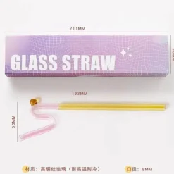 Hitzebeständige, wiederverwendbare Glasstrohhalme – langer Stiel für Milchtee und Getränke