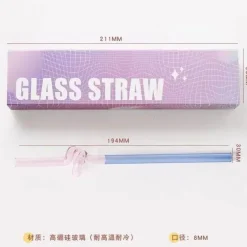 Hitzebeständige, wiederverwendbare Glasstrohhalme – langer Stiel für Milchtee und Getränke