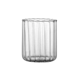 Hitzebeständiger geriffelter Glasbecher – nordisches Design für Wasser, Saft, Milch, Whisky