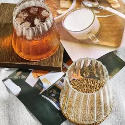 Hitzebeständiger gestreifter Glasbecher – Kreatives transparentes Trinkgeschirr