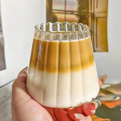 Hitzebeständiger gestreifter Glasbecher – Kreatives transparentes Trinkgeschirr