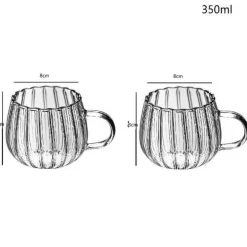 Hitzebeständiger gestreifter Glasbecher mit Henkel – süße Kaffeetasse fürs Homeoffice