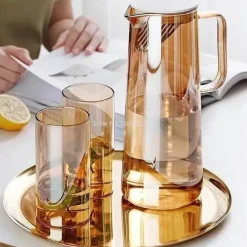 Hitzebeständiger Glaskrug - Großer Tee- und Saftkrug mit Henkel