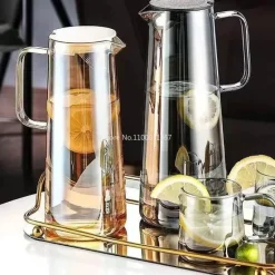 Hitzebeständiger Glaskrug - Großer Tee- und Saftkrug mit Henkel