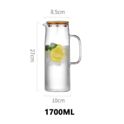 Hitzebeständiger Glaskrug - Großer Tee- und Saftkrug mit Henkel