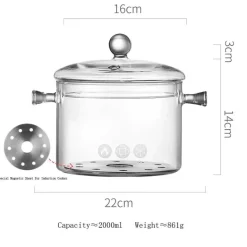 Hitzebeständiger Kochtopf aus Glas – perfekt zum Kochen und Suppenkochen