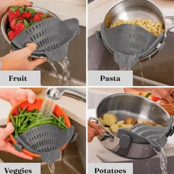 Hitzebeständiges Topfsieb aus Silikon – Abtropfwerkzeug für die Küche