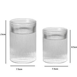 Hitzebeständiges Wasserbecher-Set aus gestreiftem Glas – transparentes Trinkgeschirr für Saft und Wein