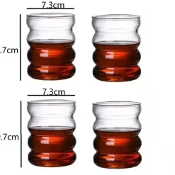 Hitzebeständiges Wellenglas-Tassenset – perfekt für Tee, Kaffee, Saft und Milch