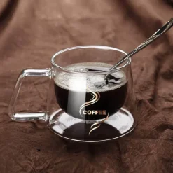 Hochtemperatur-Doppelwand-Kaffeetasse - Isolierter Glasbecher