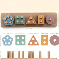 Holzspielzeug zum Sortieren und Stapeln, Lernpuzzle für Formen und Farben