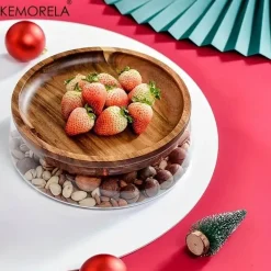 Holztablett-Set mit doppelschichtigen Glasbehältern – stilvolle Süßigkeitenaufbewahrung