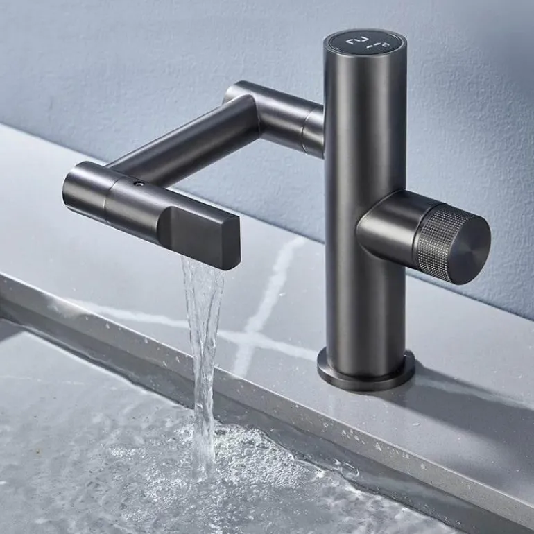 Hydroelektrischer Wasserfallhahn – Modernes rotierendes Design