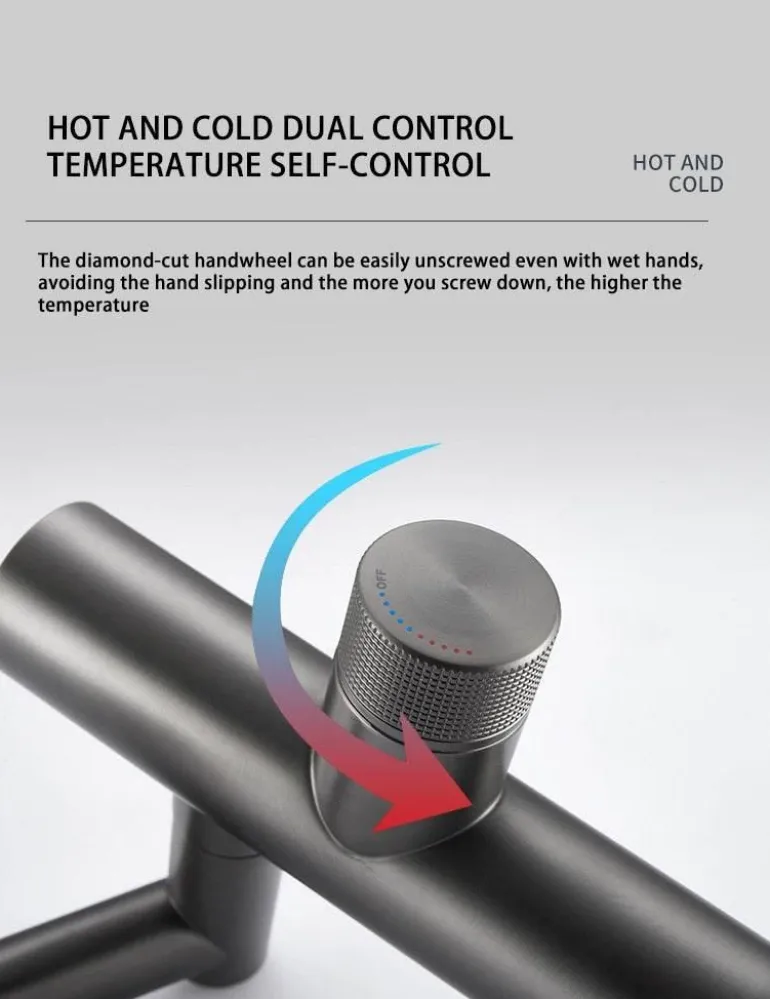 Hydroelektrischer Wasserfallhahn – Modernes rotierendes Design
