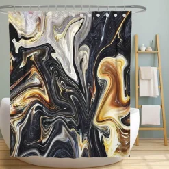 Ibiza Duschvorhang-Set – Schwarzes tropisches Dekor