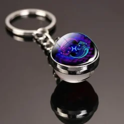 Im Dunkeln leuchtender kosmischer Schlüsselanhänger – leuchtendes, buntes Accessoire