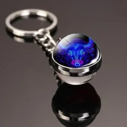 Im Dunkeln leuchtender kosmischer Schlüsselanhänger – leuchtendes, buntes Accessoire