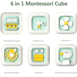 6-in-1 Montessori Busy Cube – Pädagogisches Sensorikspielzeug für Kleinkinder