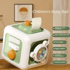 6-in-1 Montessori Busy Cube – Pädagogisches Sensorikspielzeug für Kleinkinder