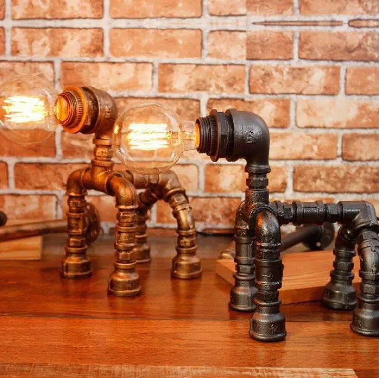 Industrial Dog Table Lamp - Puppy Pet Decor