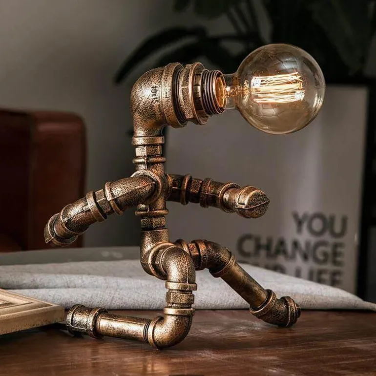 Industrial Robot Table Lamp - Iron Pipe Human Design