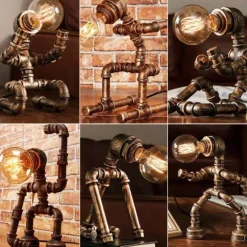 Industrial Robot Table Lamp - Iron Pipe Human Design