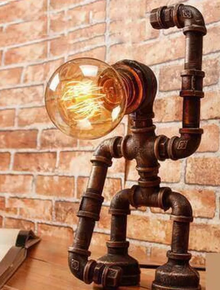 Industrial Robot Table Lamp - Iron Pipe Human Design