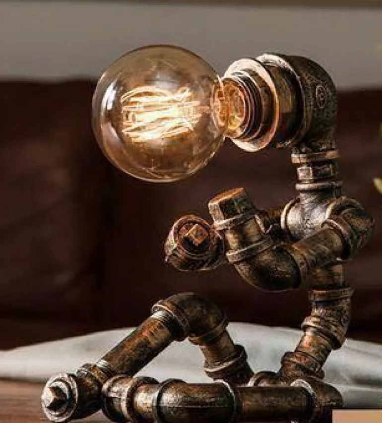 Industrial Robot Table Lamp - Iron Pipe Human Design