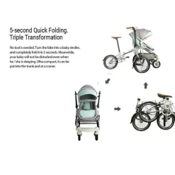 2-in-1-Kinderwagenfahrrad - Umbaubares Lastenfahrrad