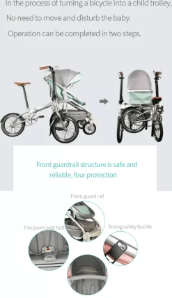 2-in-1-Kinderwagenfahrrad - Umbaubares Lastenfahrrad