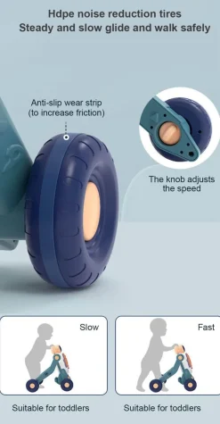 3-in-1-Lauflernwagen für Babys – Anti-Rollover-Wagen