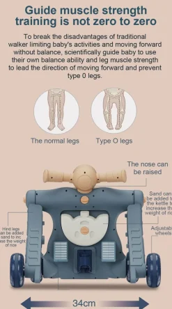 3-in-1-Lauflernwagen für Babys – Anti-Rollover-Wagen
