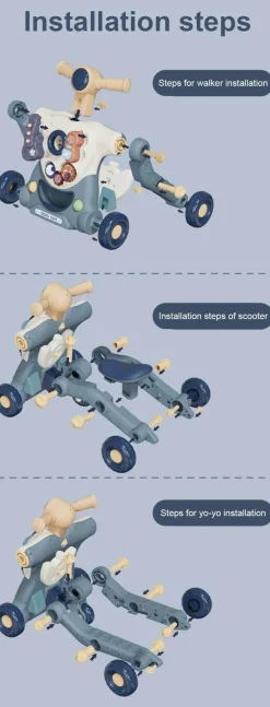 3-in-1-Lauflernwagen für Babys – Anti-Rollover-Wagen