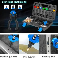 3-in-1-Nietmuttern-Werkzeugsatz – Handniet- und Mutternsetzer-Set
