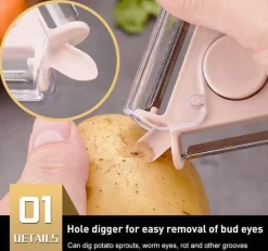 3-in-1-Rotationsschäler aus Edelstahl für Obst und Gemüse