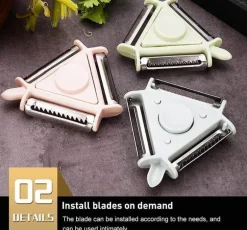 3-in-1-Rotationsschäler aus Edelstahl für Obst und Gemüse