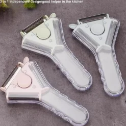 3-in-1-Rotationsschäler aus Edelstahl für Obst und Gemüse