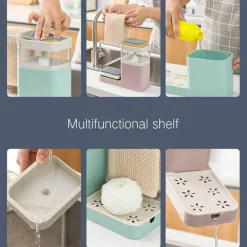 3-in-1-Seifenhalter-Abtropffläche – Multifunktionaler Küchen-Aufbewahrungs-Organizer