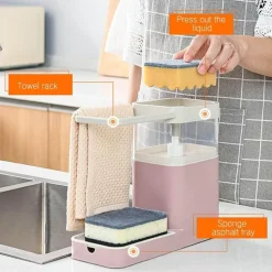 3-in-1-Seifenhalter-Abtropffläche – Multifunktionaler Küchen-Aufbewahrungs-Organizer