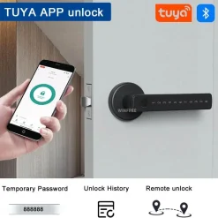 Intelligentes Fingerabdruck-Türschloss – schlüsselloses Bluetooth, kompatibel mit Tuya Alexa Google Assistant