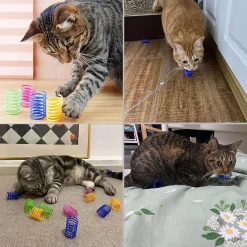 Interaktive Katzenspielzeugbälle – 12-teiliges buntes Federset für spannende Spielstunden