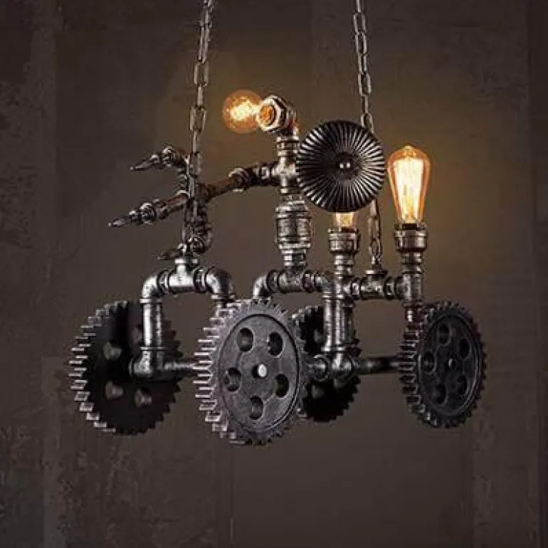 Iron Motorcycle Lamp - Modern Industrial Light Decor