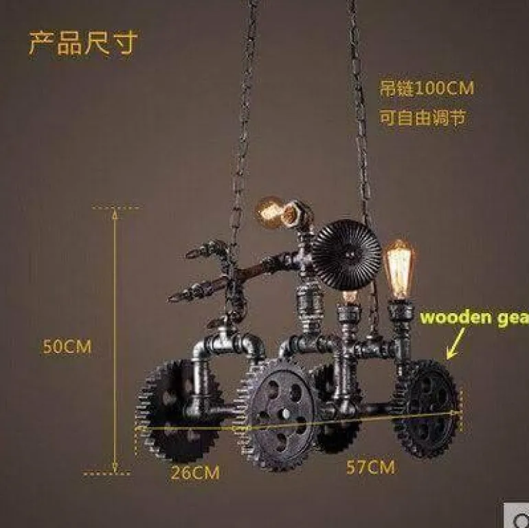 Iron Motorcycle Lamp - Modern Industrial Light Decor