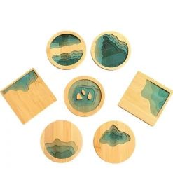 Isolierte Bambus-Untersetzer – Untersetzer mit Wasserkunst-Design