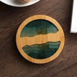 Isolierte Bambus-Untersetzer – Untersetzer mit Wasserkunst-Design
