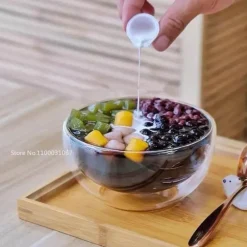 Isolierte doppelwandige Salatschüssel aus Glas – hitzebeständiger Küchenbehälter