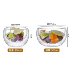 Isolierte doppelwandige Salatschüssel aus Glas – hitzebeständiger Küchenbehälter