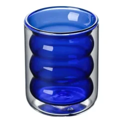 Isolierter doppelwandiger Glasbecher mit Wellendesign – transparenter, hitzebeständiger Becher