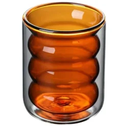 Isolierter doppelwandiger Glasbecher mit Wellendesign – transparenter, hitzebeständiger Becher